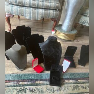 Velvet Jewelry Display Set with Red and Black Cases